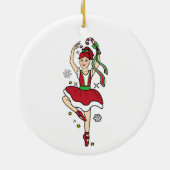 Weihnachtsballerina mit Zuckerstange Keramik Ornament (Hinten)