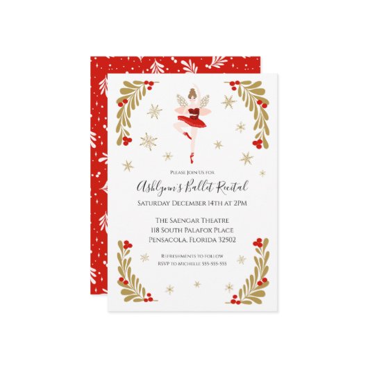 Weihnachtsballett Einladung (Vorderseite/Rückseite Beispiel)