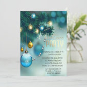 Weihnachtsballs Blue Corporate Weihnachtsfest Part Einladung (Stehend Vorderseite)