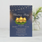 Weihnachtsballs Branches Blue Christmas Company Einladung (Stehend Vorderseite)