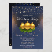 Weihnachtsballs Branches Blue Christmas Company Einladung (Vorne/Hinten)