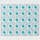 Weihnachtsballs Mitten und Schneeflocken Wasserfar Geschenkpapier (Flach)