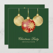 Weihnachtsballs Rote Gold-Party Einladung (Vorne/Hinten)
