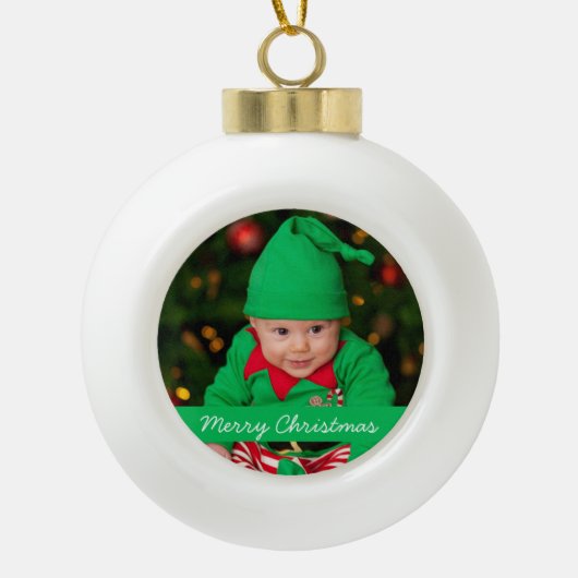 Weihnachtsballschmuck mit Baby Keramik Kugel-Ornament (Vorderseite)