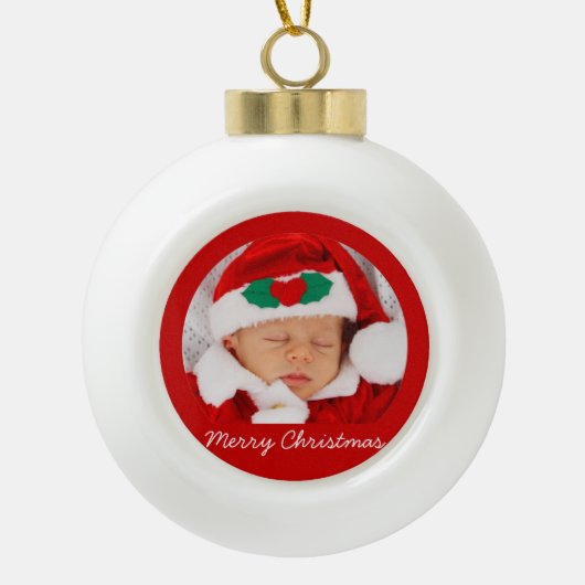 Weihnachtsballschmuck mit Baby Keramik Kugel-Ornament (Vorderseite)