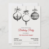 Weihnachtsballverzierung Geburtstag Einladung (Vorderseite)