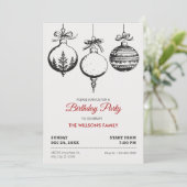 Weihnachtsballverzierung Geburtstag Einladung (Stehend Vorderseite)