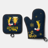 Weihnachtsbanane Ofenhandschuh & Topflappen-Set (Vorderseite)