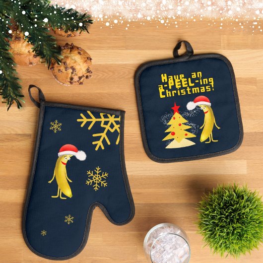 Weihnachtsbanane Ofenhandschuh & Topflappen-Set