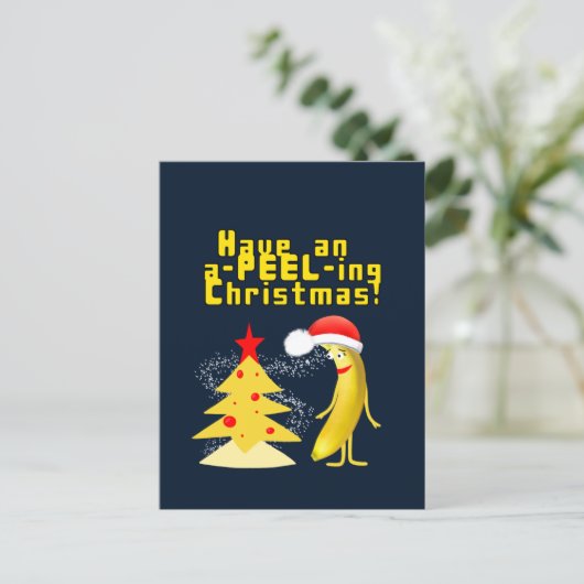 Weihnachtsbanane Postkarte (Stehend Vorderseite)