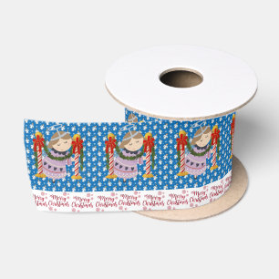 Weihnachtsband, Frohe Weihnachten Engel Satinband