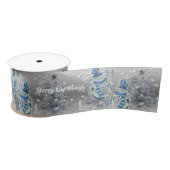 Weihnachtsband, Merry Blue Silver Snowman Satin Satinband (Spule)