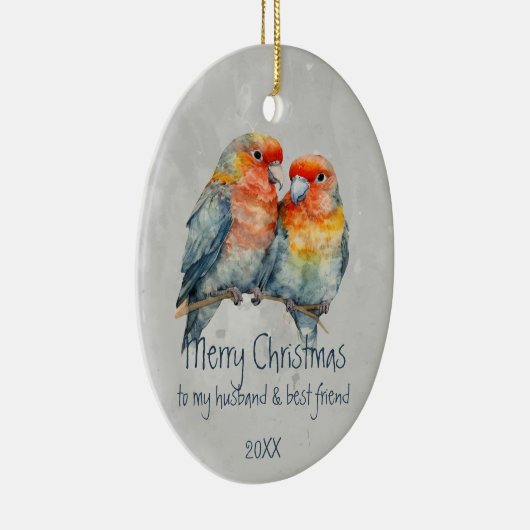 Weihnachtsband und bester Freund Parrot Couple Keramik Ornament (Rechts)