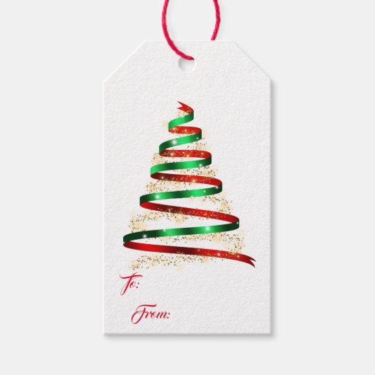 Weihnachtsbandbaum Geschenkanhänger (Vorderseite)