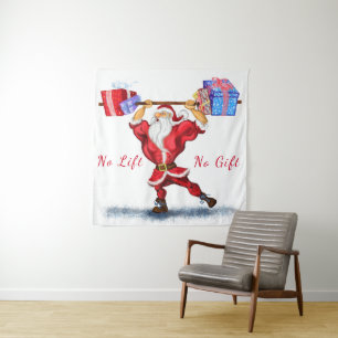 Weihnachtsbände Bodybuilder Weihnachtsmann mit Ges Wandteppich