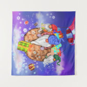 Weihnachtsbände flattern und geben Geschenke Wandteppich (Vorderseite (Horizontal))