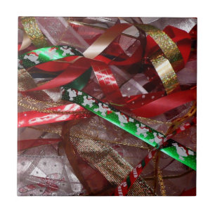 Weihnachtsbänder Rot Grün und Gold Feiertag Fliese