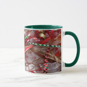 Weihnachtsbänder Rot Grün und Gold Feiertag Tasse