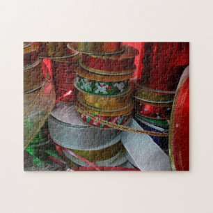 Weihnachtsbandrollen in Rot und Gold Puzzle