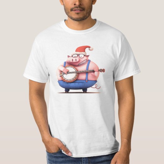 Weihnachtsbanjo-Schwein-Shirt T-Shirt (Vorderseite)