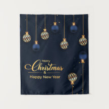 Weihnachtsbanner blaue goldene Dekoration Begrüßun