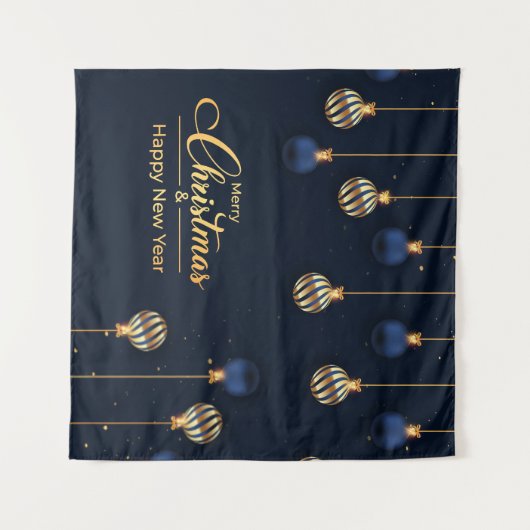 Weihnachtsbanner blauer goldene Dekoration Urlaub Wandteppich (Vorderseite (Horizontal))