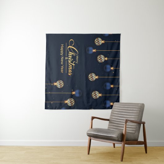 Weihnachtsbanner blauer goldene Dekoration Urlaub Wandteppich (Beispiel (Horizontal))