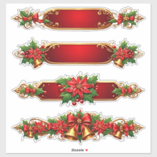 Weihnachtsbanner mit Weihnachtssternen Aufkleber