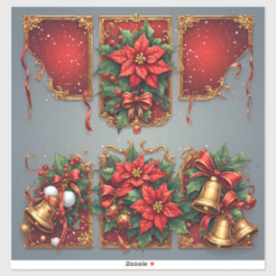 Weihnachtsbanner mit Weihnachtssternen Aufkleber