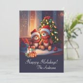 Weihnachtsbär 10, Happy Holidays, Weihnachtskarte Einladung (Stehend Vorderseite)