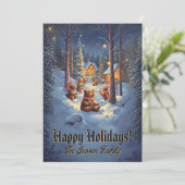 Weihnachtsbär 13, Happy Holidays, Weihnachtskarte Einladung (Stehend Vorderseite)