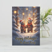 Weihnachtsbär 14, Happy Holidays, Weihnachtskarte Einladung (Stehend Vorderseite)