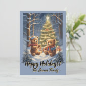 Weihnachtsbär 17, Happy Holidays, Weihnachtskarte Einladung (Stehend Vorderseite)