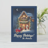 Weihnachtsbär 1, Happy Holidays, Weihnachtskarte Einladung (Stehend Vorderseite)