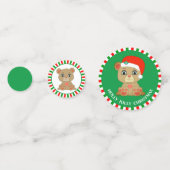 Weihnachtsbär auf Grün und Rot Konfetti (Vorderseiten)