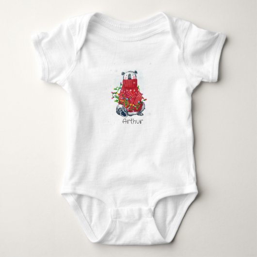 Weihnachtsbär Baby Strampler (Vorderseite)