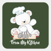 Weihnachtsbär Backkochaufkleber Quadratischer Aufkleber (Vorderseite)