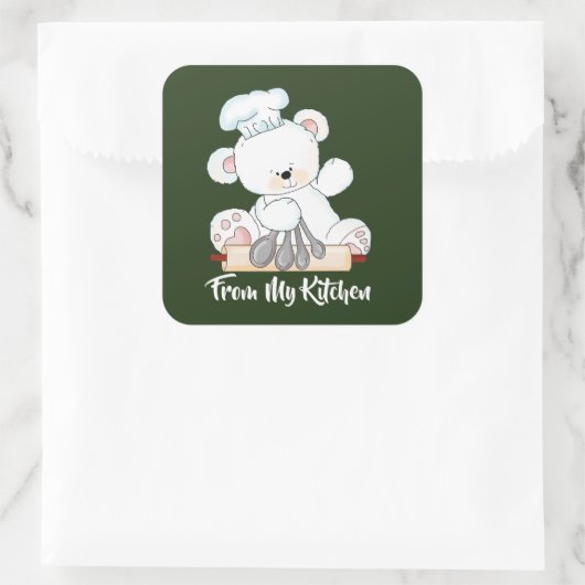 Weihnachtsbär Backkochaufkleber Quadratischer Aufkleber (Tasche)