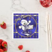 Weihnachtsbär Blau und Gold Feiertage Napkins Serviette (Beispiel)
