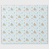 Weihnachtsbär Boy Blauer Name Text Weihnachten Geschenkpapier (Flach)