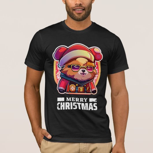 Weihnachtsbär Cartoon T - Shirt (Vorderseite)
