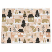 Weihnachtsbär Dorf Pink Black Gold Moderne Große Geschenktüte (Vorderseite)