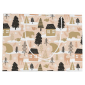 Weihnachtsbär Dorf Pink Black Gold Moderne Große Geschenktüte (Rückseite)