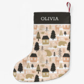 Weihnachtsbär Dorf Pink Black Gold Moderne Kleiner Weihnachtsstrumpf (Rückseite)