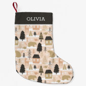 Weihnachtsbär Dorf Pink Black Gold Moderne Kleiner Weihnachtsstrumpf (Vorderseite)