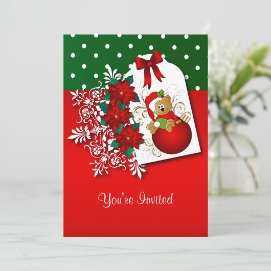 Weihnachtsbär Einladung (Stehend Vorderseite)