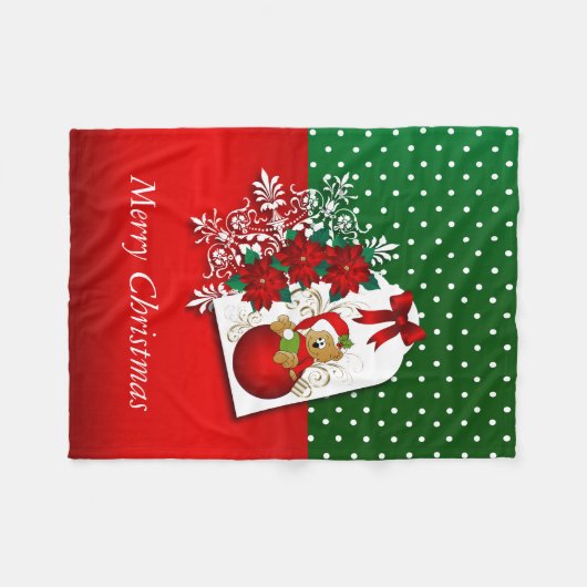 Weihnachtsbär Fleecedecke (Vorderseite (Horizontal))