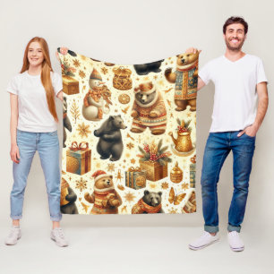 Weihnachtsbär Fleecedecke