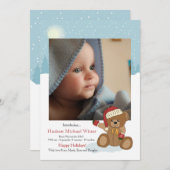 Weihnachtsbär Geburtstag des Babys Ankündigung (Vorne/Hinten)