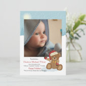 Weihnachtsbär Geburtstag des Babys Ankündigung (Stehend Vorderseite)